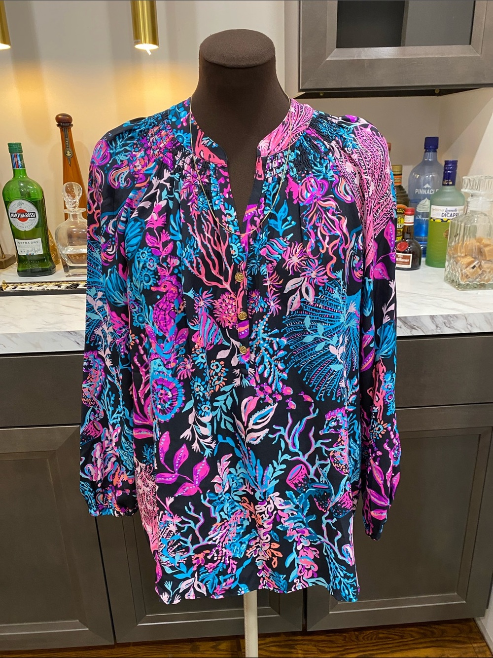 Lilly Pulitzer Elsa silk shirt top blouse tunic smock tropical